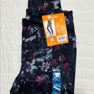 Nuyu Floral Leggings - Black and Purple